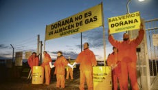 Greenpeace protestierte im Jahr 2016 vor Ort gegen die Einlagerung von Gas im Naturschutzgebiet Doñana. Foto:greenpeace