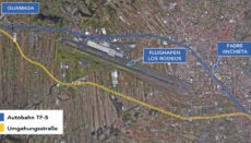 Die Umgehungsstraße beginnt bei Guamasa, verläuft parallel zum Nordflughafen und mündet auf der Höhe der Verbindung zur Via de Ronda wieder in die Nordautobahn TF-5. Grafik: Wochenblatt