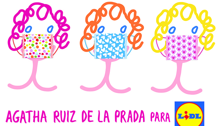 Die Masken mit Muster im charakteristischen Stil von Agatha Ruiz de la Prada sollen ab Juli verkauft werden. Foto: Lidl