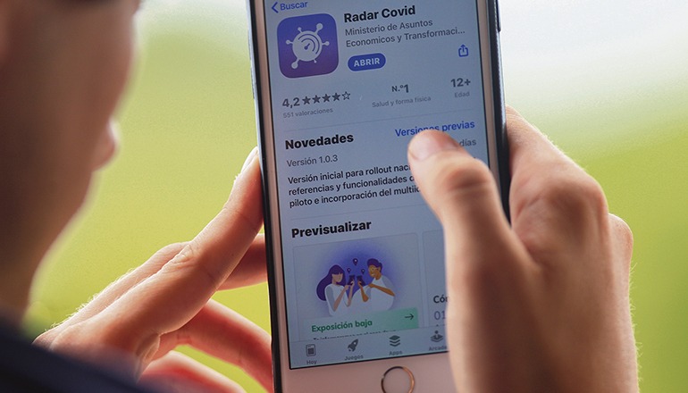 Die spanische Version der Corona-Warn-App heißt „Radar Covid“ und ist für Android und iOs verfügbar. Foto: EFE
