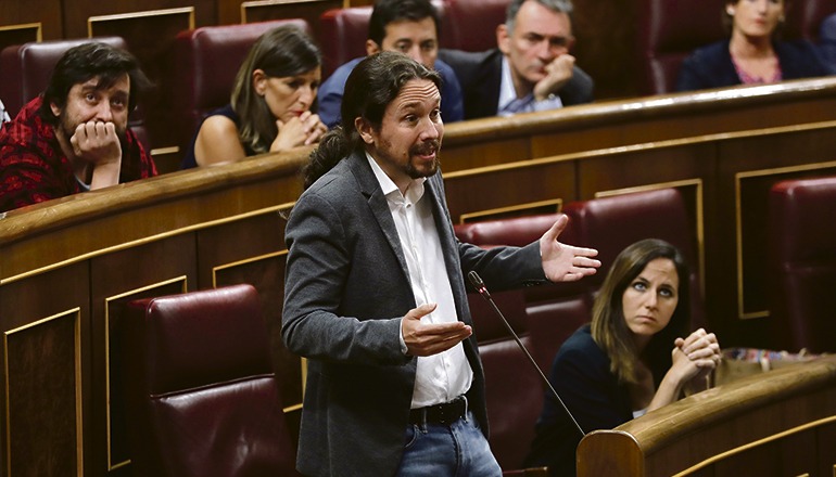 Der spanische Vizepräsident und Chef von Podemos Pablo Iglesias Foto: EFE