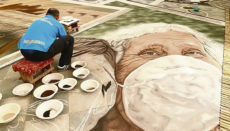 Das große Sandbild auf der Plaza kann am 9. Juni besichtigt werden. Fotos: Ayuntamiento de La Orotava