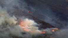 Löscharbeiten am 13. September in Sierra Bermeja. Das Feuer wütete tagelang; erst durch den Regen am 14. September konnte der Brand unter Kontrolle gebracht werden. Foto: efe