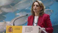 Teresa Ribera, Ministerin für den ökologischen Wandel, kündigte im Ozeanografischen Institut von Murcia neue Maßnahmen zur Rettung des Mar Menor an. Foto: EFE