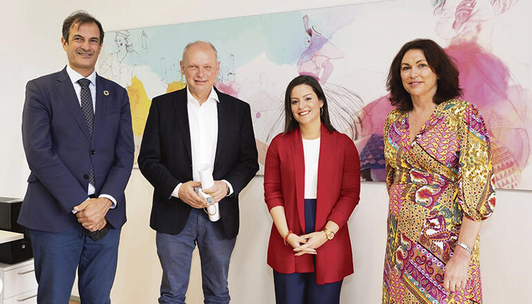 Die regionale Tourismusministerin Yaiza Castilla nahm die guten Prognosen von TUI mit Freude zur Kenntnis. V.l.n.r.: José Juan Lorenzo, Sebastian Ebel, Yaiza Castilla und Helen Caron  Foto: Gobierno de Canarias