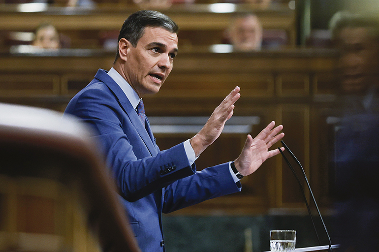 Sánchez bei einer Stellungnahme im Kongress zu den Spannungen mit Algerien. Foto: EFE