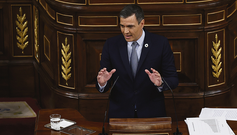 Präsident Pedro Sánchez im Parlament Foto: EFe