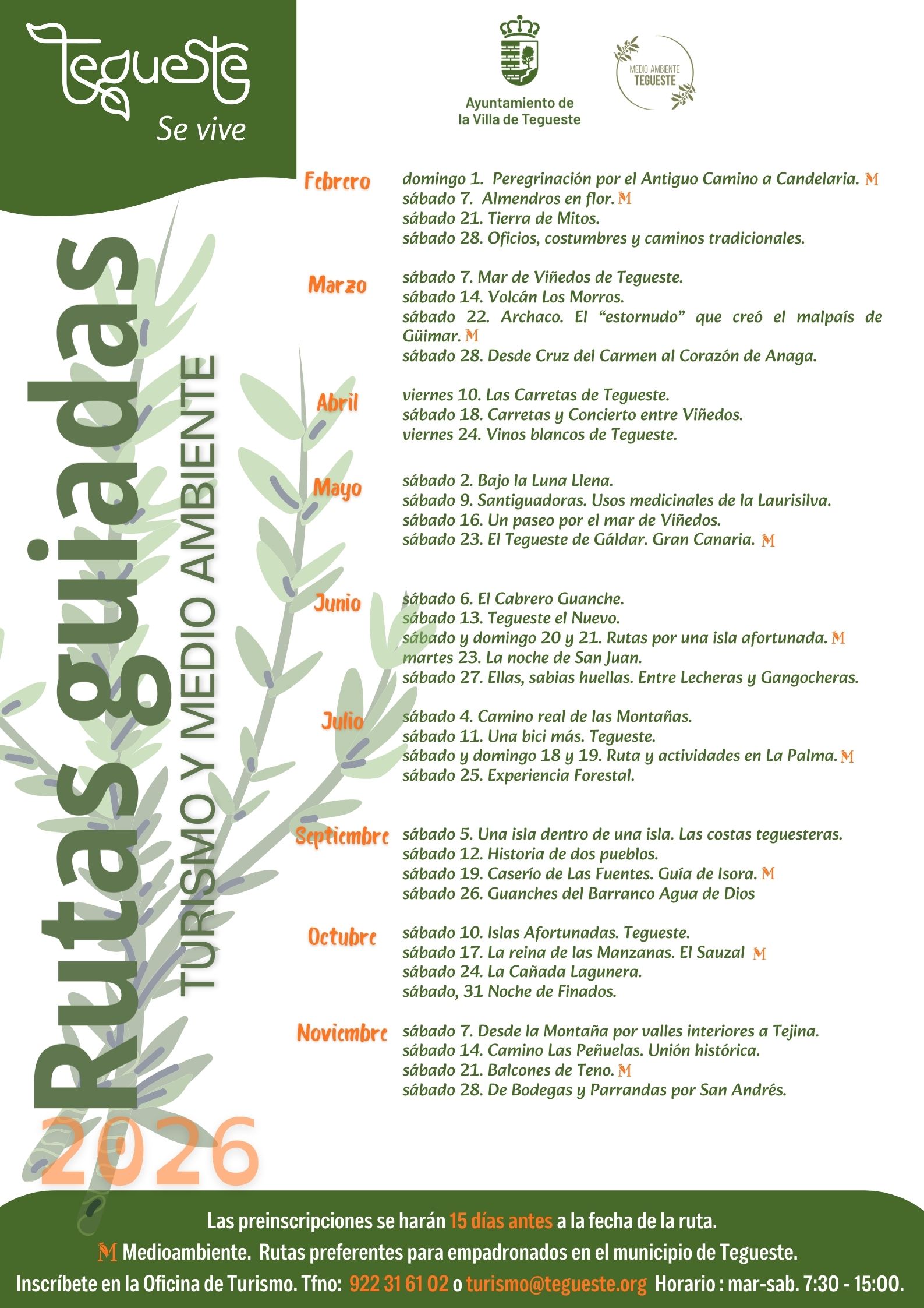 Tegueste, Cartel Rutas Guiadas 2026